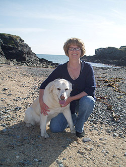 Cath with retired guide dog, Nan